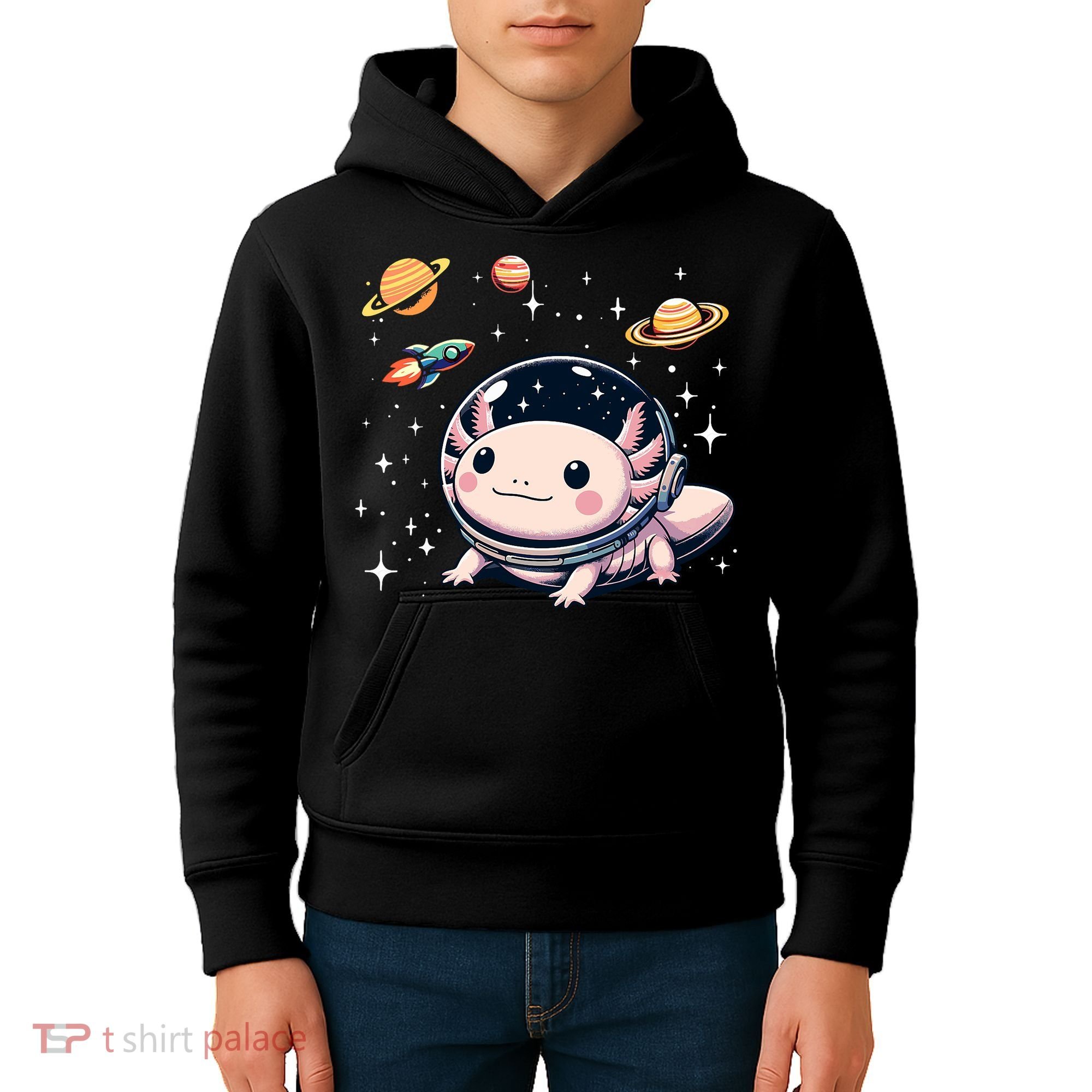Axolotl Kawaii Cute Axolotls Astronaut Planets Space Kids Hoodie