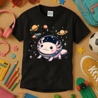 Axolotl Kawaii Cute Axolotls Astronaut Planets Space Kids T-Shirt thumb 3