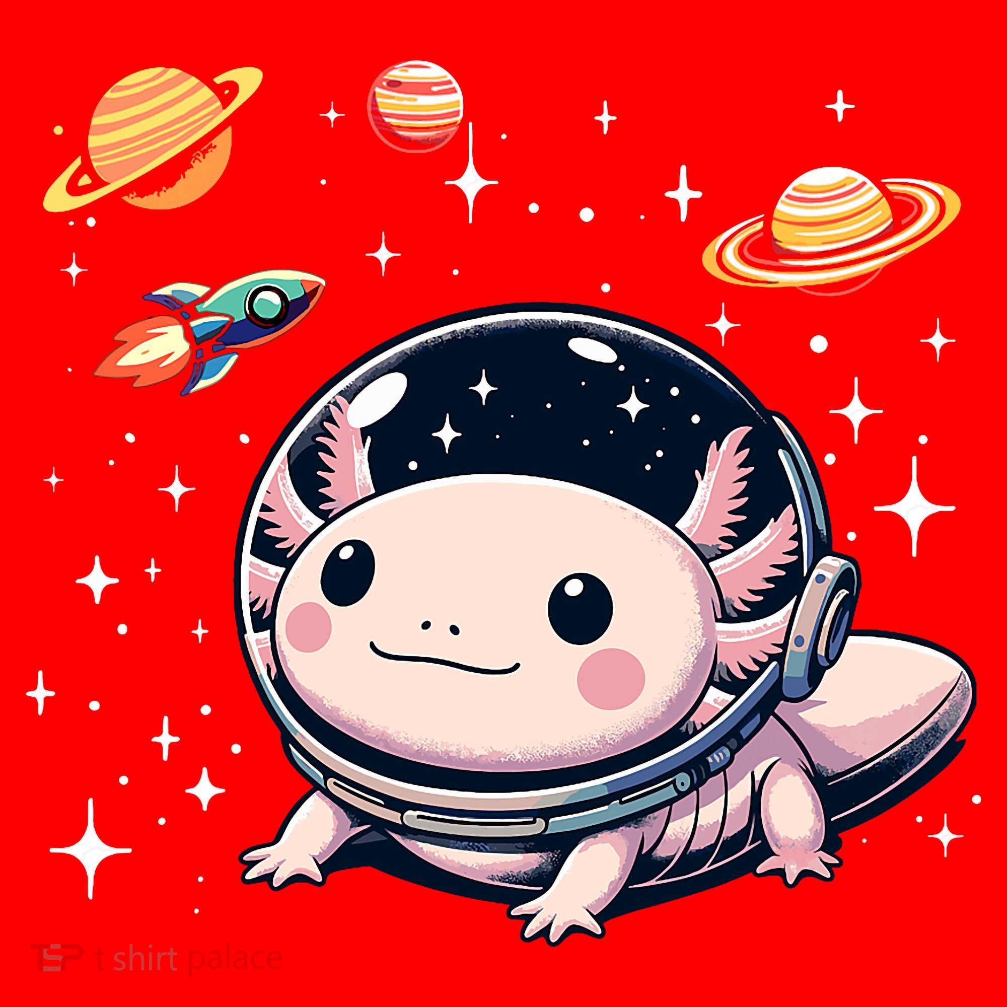 Axolotl Kawaii Cute Axolotls Astronaut Planets Space Santa Hat
