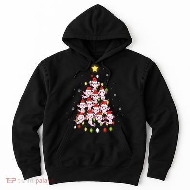 Axolotl Kawaii Christmas Tree Lights Pajama Xmas Tree Hoodie