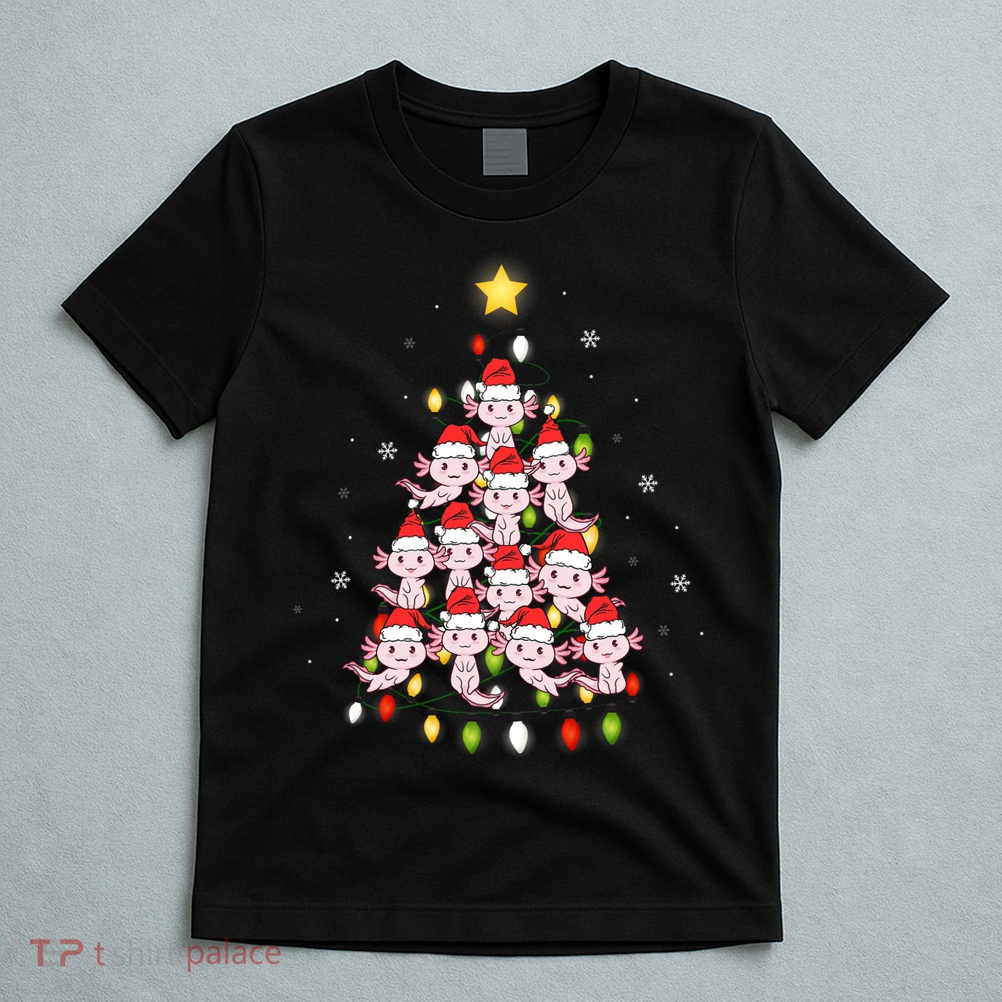 Axolotl Kawaii Christmas Tree Lights Pajama Xmas Tree T-Shirt