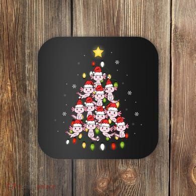 Axolotl Kawaii Christmas Tree Lights Pajama Xmas Tree Coaster