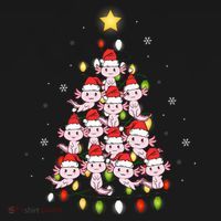 Axolotl Kawaii Christmas Tree Lights Pajama Xmas Tree Women's Hoodie thumb 2