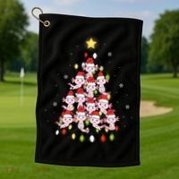 Axolotl Kawaii Christmas Tree Lights Pajama Xmas Tree Golf Towel thumb 1