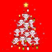 Axolotl Kawaii Christmas Tree Lights Pajama Xmas Tree Santa Hat thumb 1