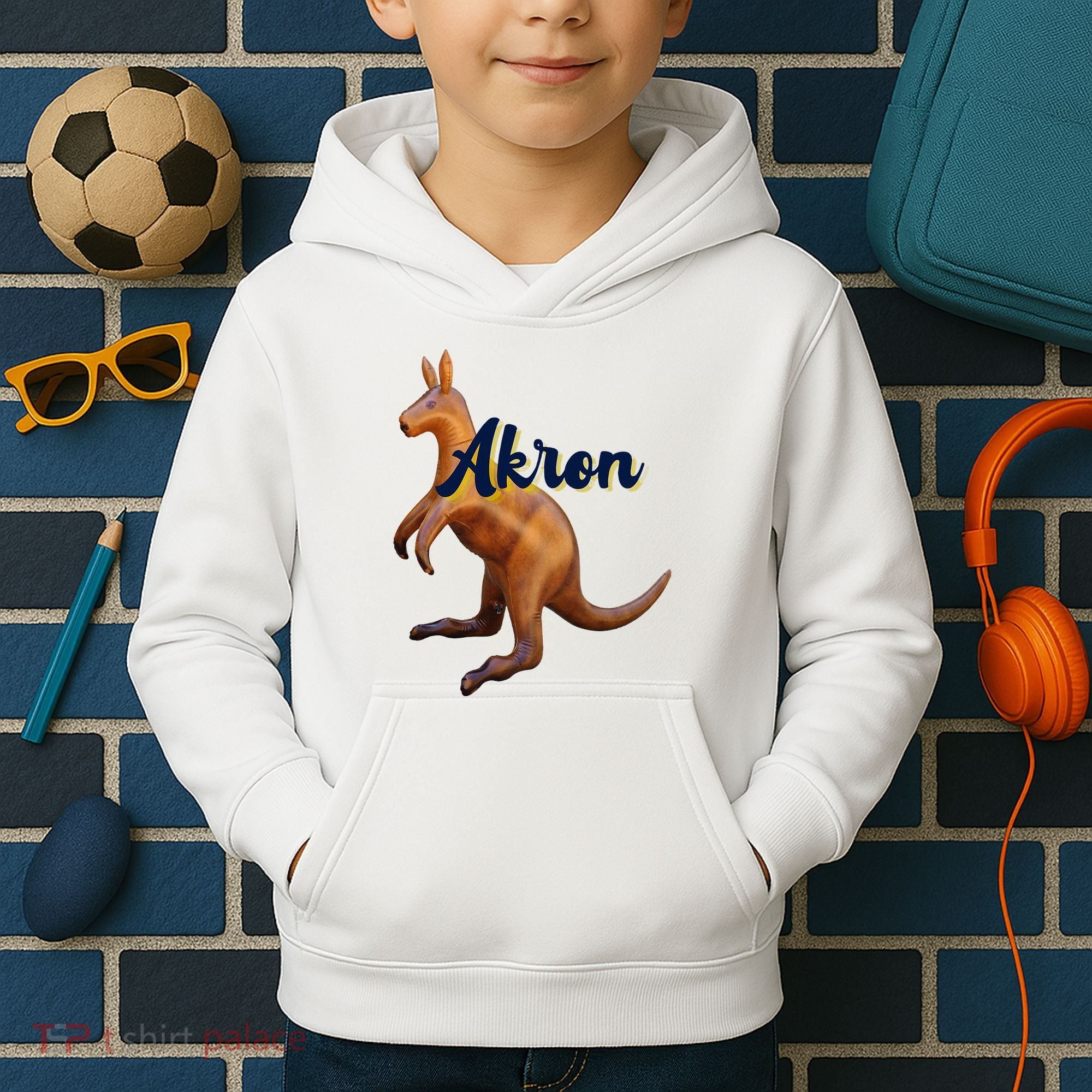 Akron Kangaroo Fun Retro Zips Kids Hoodie