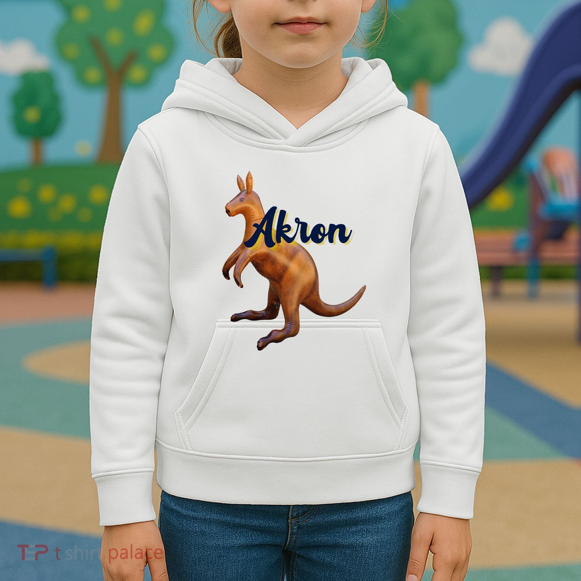 Akron Kangaroo Fun Retro Zips Kids Hoodie