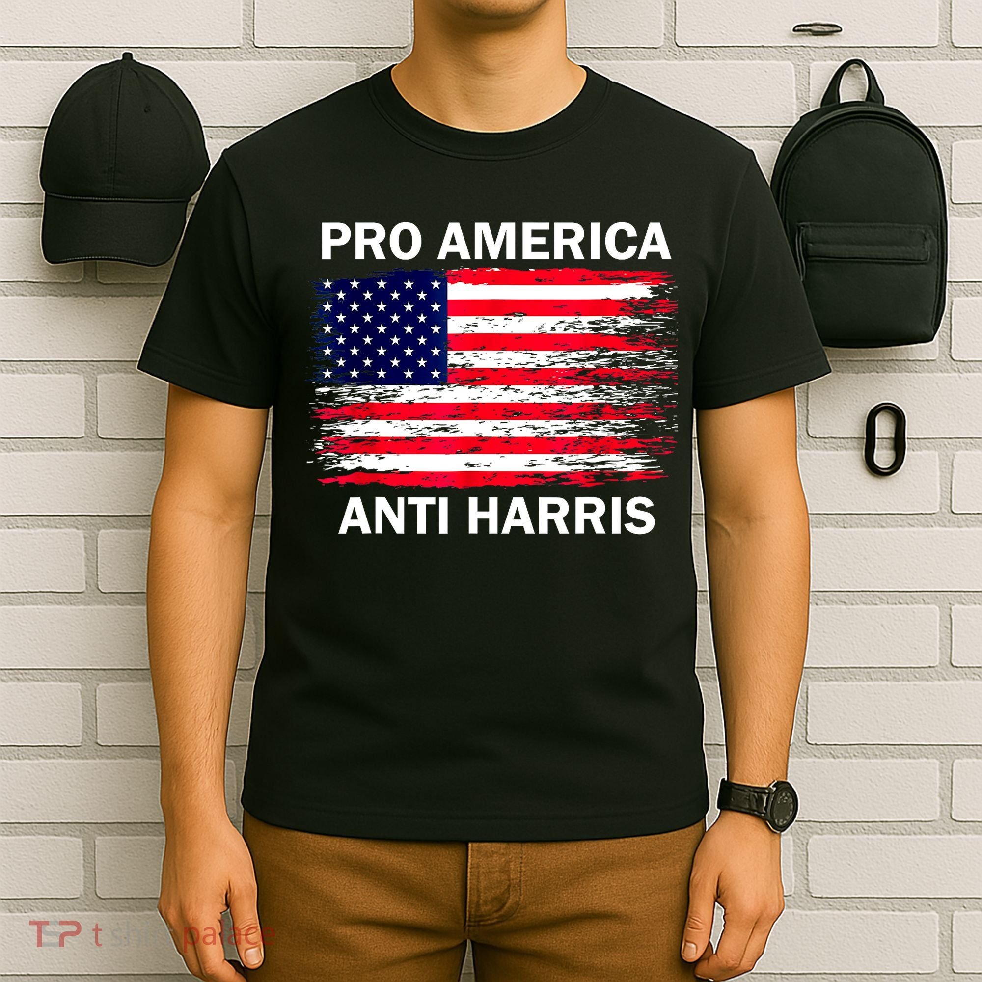 Anti Kamala Harris Pro America Flag Kamala Harris Gift T-Shirt