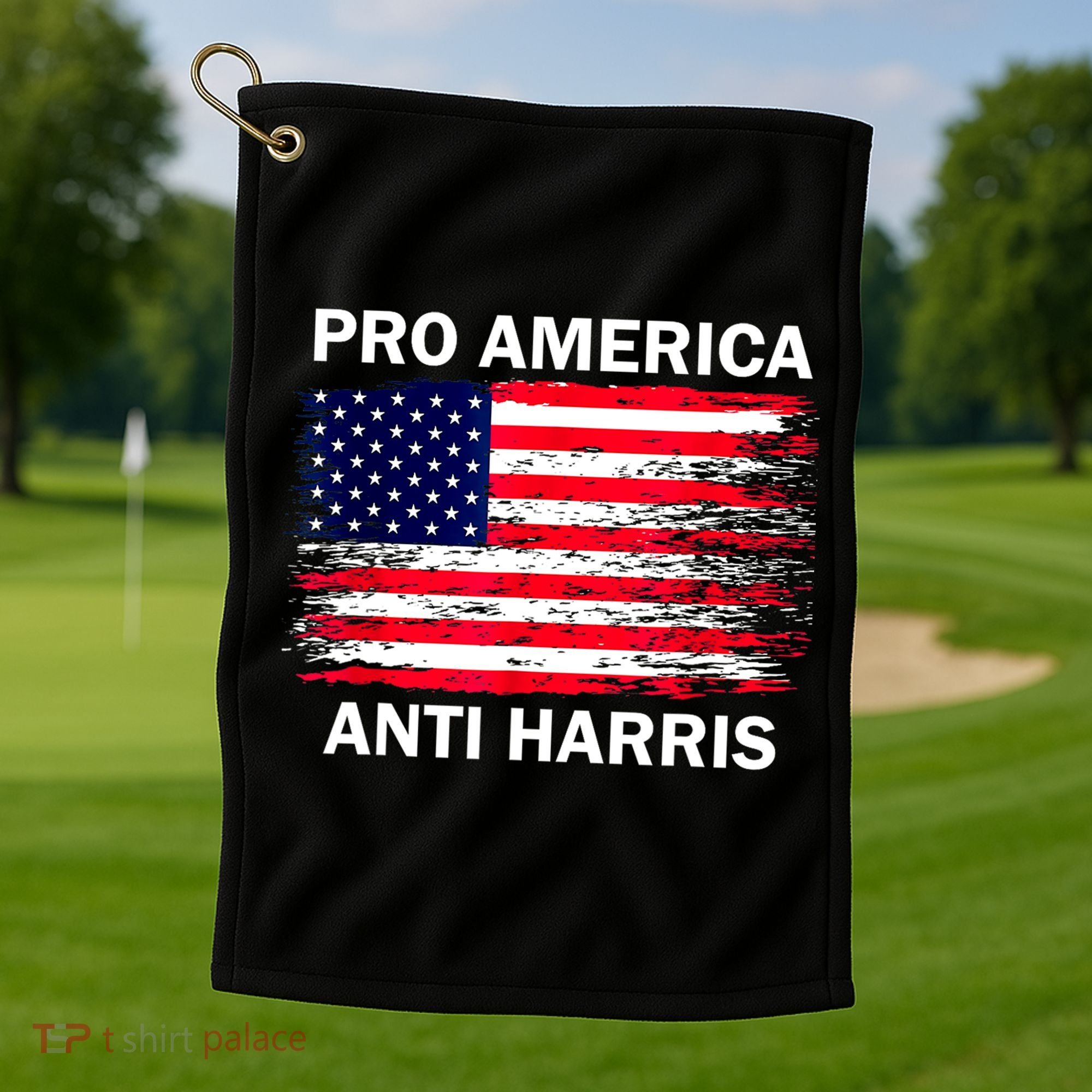 Anti Kamala Harris Pro America Flag Kamala Harris Gift Golf Towel