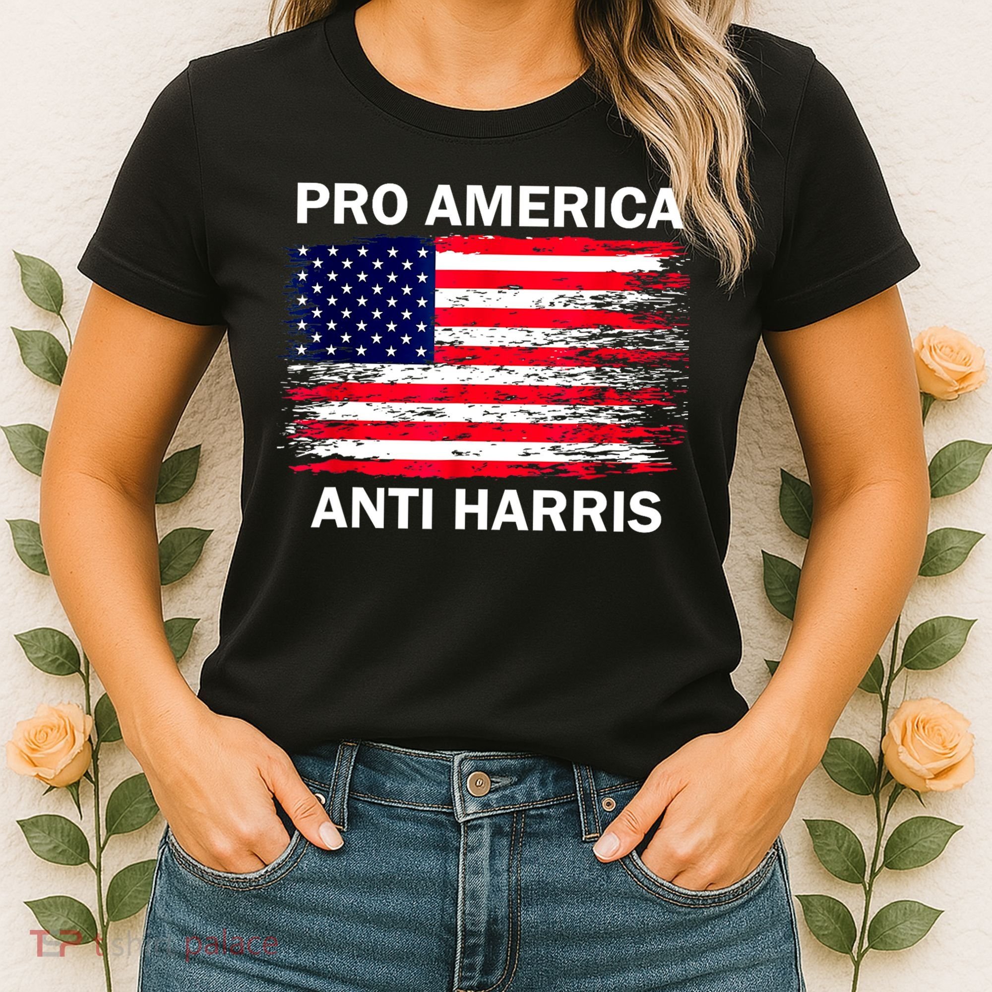 Anti Kamala Harris Pro America Flag Kamala Harris Gift Women's T-Shirt
