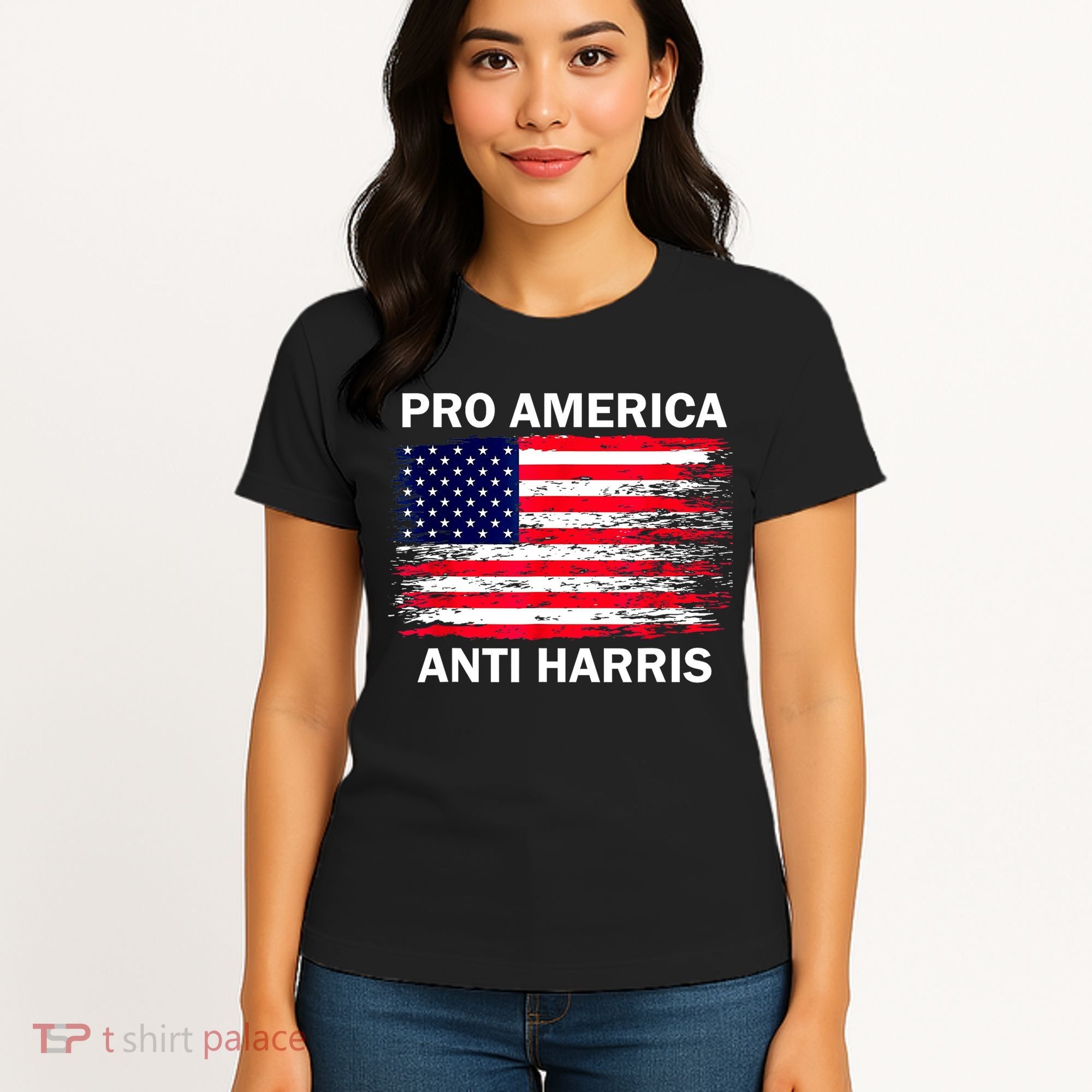Anti Kamala Harris Pro America Flag Kamala Harris Gift Women's T-Shirt