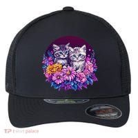 Adorable Kittens In Vibrant Floral Setting Flexfit Unipanel Trucker Cap thumb 0