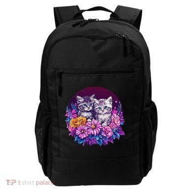 Adorable Kittens In Vibrant Floral Setting Backpack