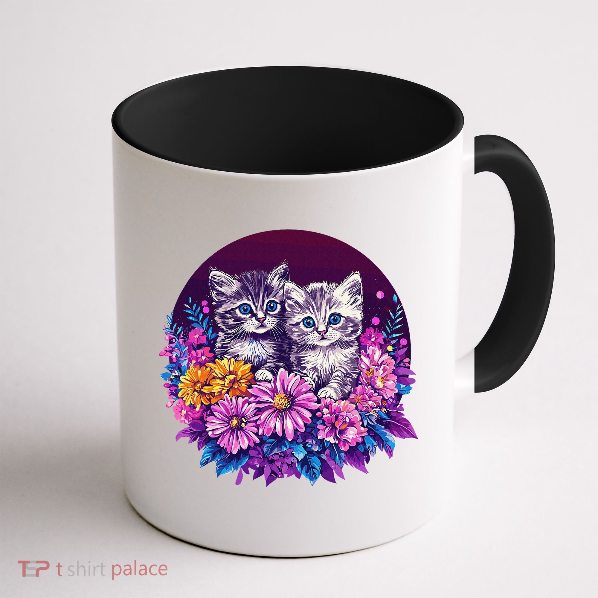 Adorable Kittens In Vibrant Floral Setting Coffee Mug