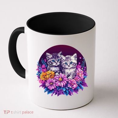 Adorable Kittens In Vibrant Floral Setting Coffee Mug