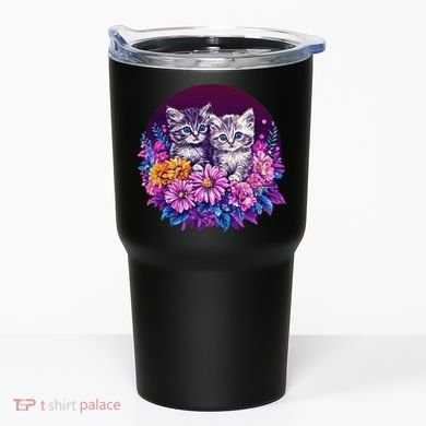 Adorable Kittens In Vibrant Floral Setting Tumbler