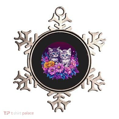 Adorable Kittens In Vibrant Floral Setting Ornament