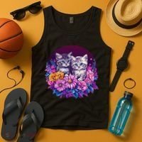 Adorable Kittens In Vibrant Floral Setting Tank Top thumb 4