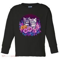 Adorable Kittens In Vibrant Floral Setting Toddler Long Sleeve Shirt thumb 0