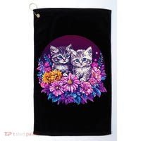 Adorable Kittens In Vibrant Floral Setting Golf Towel thumb 0