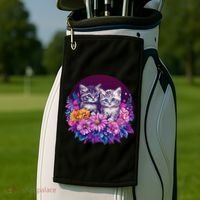 Adorable Kittens In Vibrant Floral Setting Golf Towel thumb 2