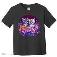 Adorable Kittens In Vibrant Floral Setting Toddler T-Shirt thumb 0