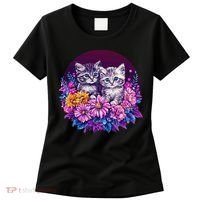 Adorable Kittens In Vibrant Floral Setting Women's T-Shirt thumb 0