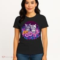 Adorable Kittens In Vibrant Floral Setting Women's T-Shirt thumb 4