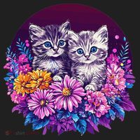 Adorable Kittens In Vibrant Floral Setting Kids Plaid Pajama Set thumb 2