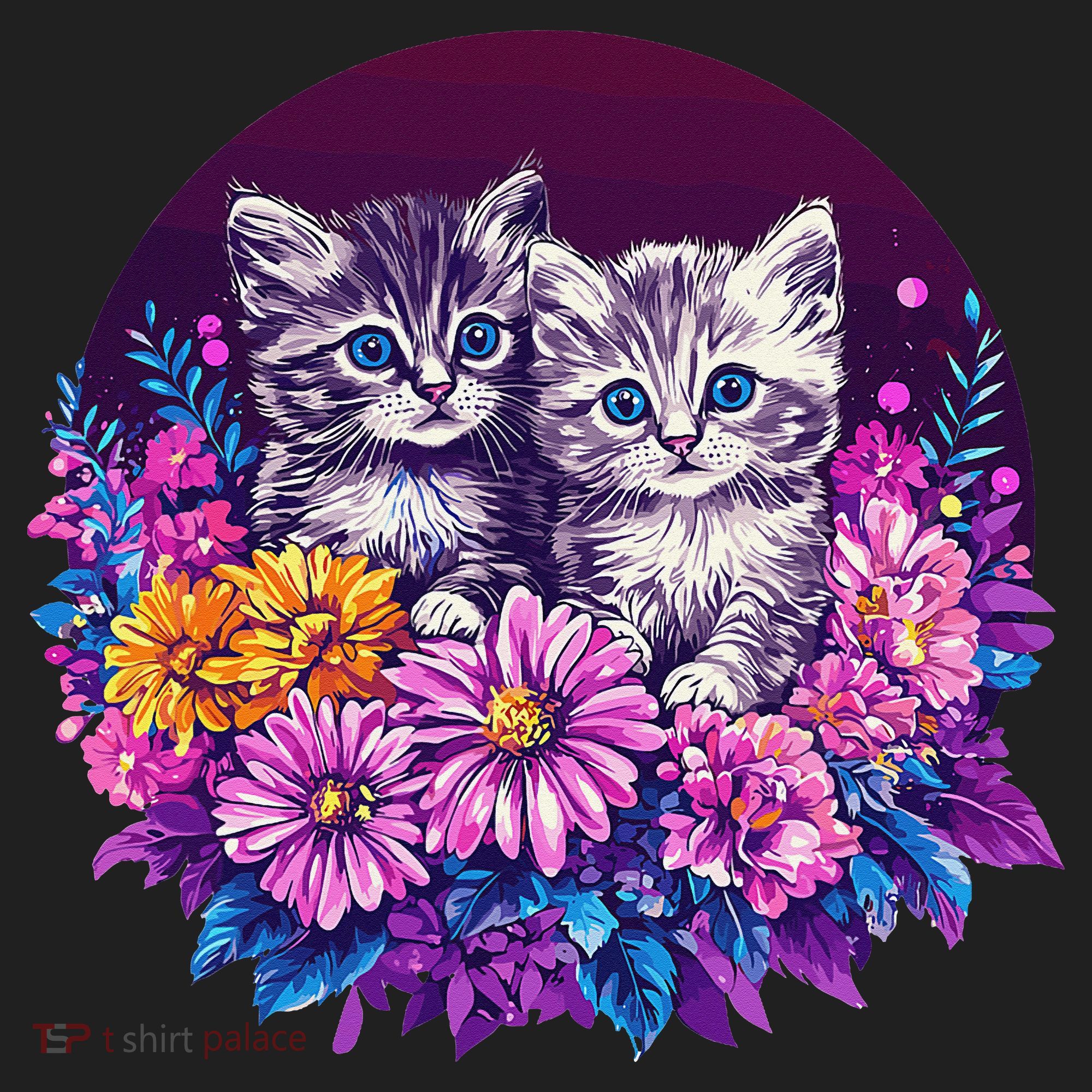 Adorable Kittens In Vibrant Floral Setting Kids Plaid Pajama Set