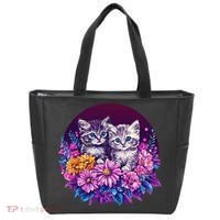 Adorable Kittens In Vibrant Floral Setting Tote Bag thumb 0
