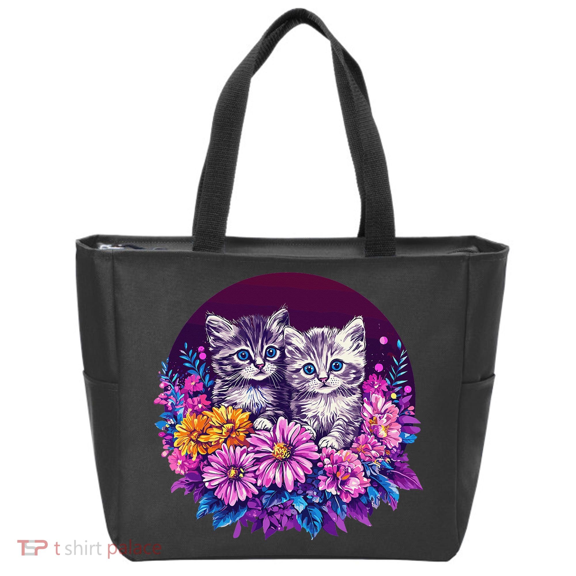 Adorable Kittens In Vibrant Floral Setting Tote Bag