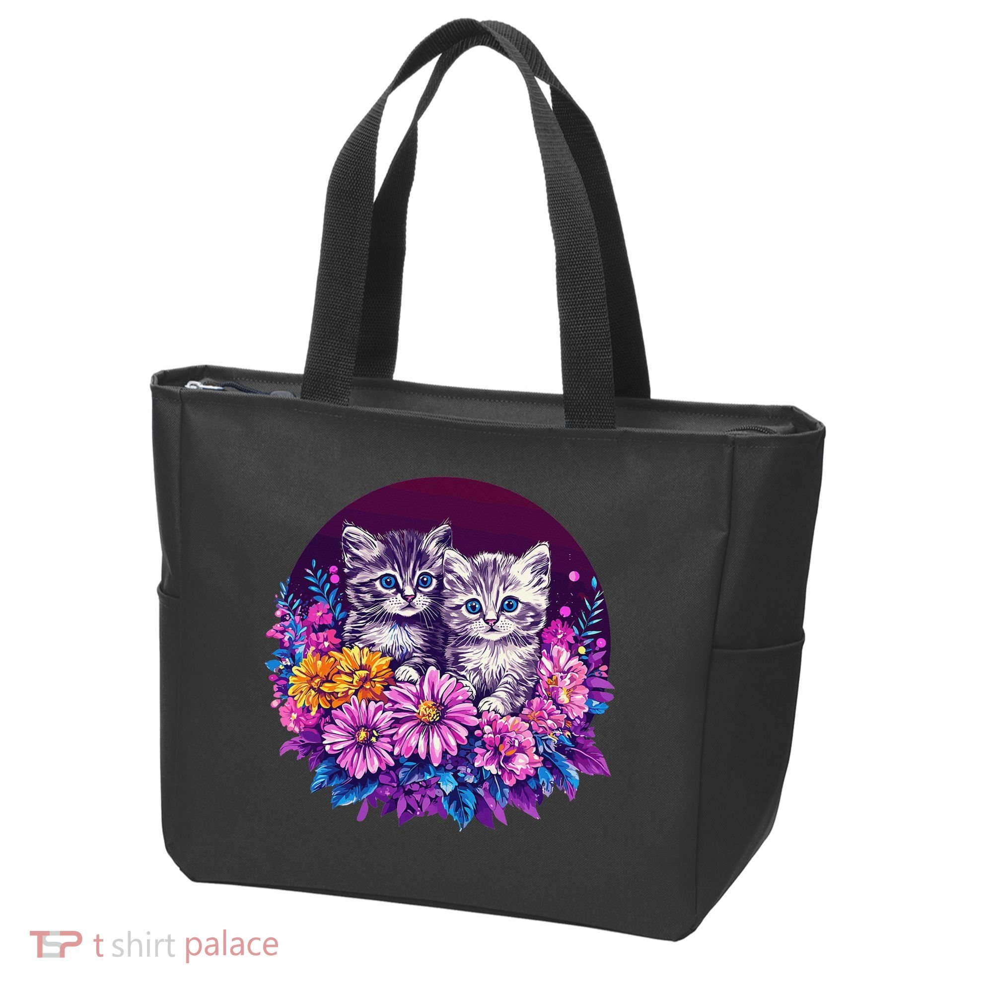 Adorable Kittens In Vibrant Floral Setting Tote Bag