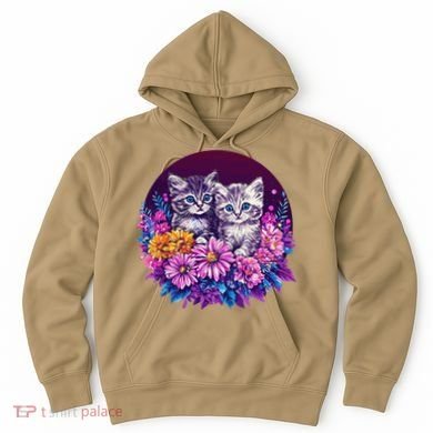Adorable Kittens In Vibrant Floral Setting Hoodie