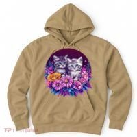 Adorable Kittens In Vibrant Floral Setting Hoodie thumb 0