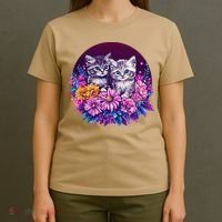 Adorable Kittens In Vibrant Floral Setting T-Shirt thumb 4