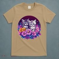 Adorable Kittens In Vibrant Floral Setting T-Shirt thumb 5