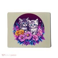 Adorable Kittens In Vibrant Floral Setting Mousepad thumb 0