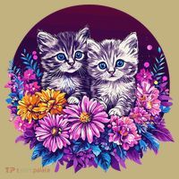 Adorable Kittens In Vibrant Floral Setting Mousepad thumb 1