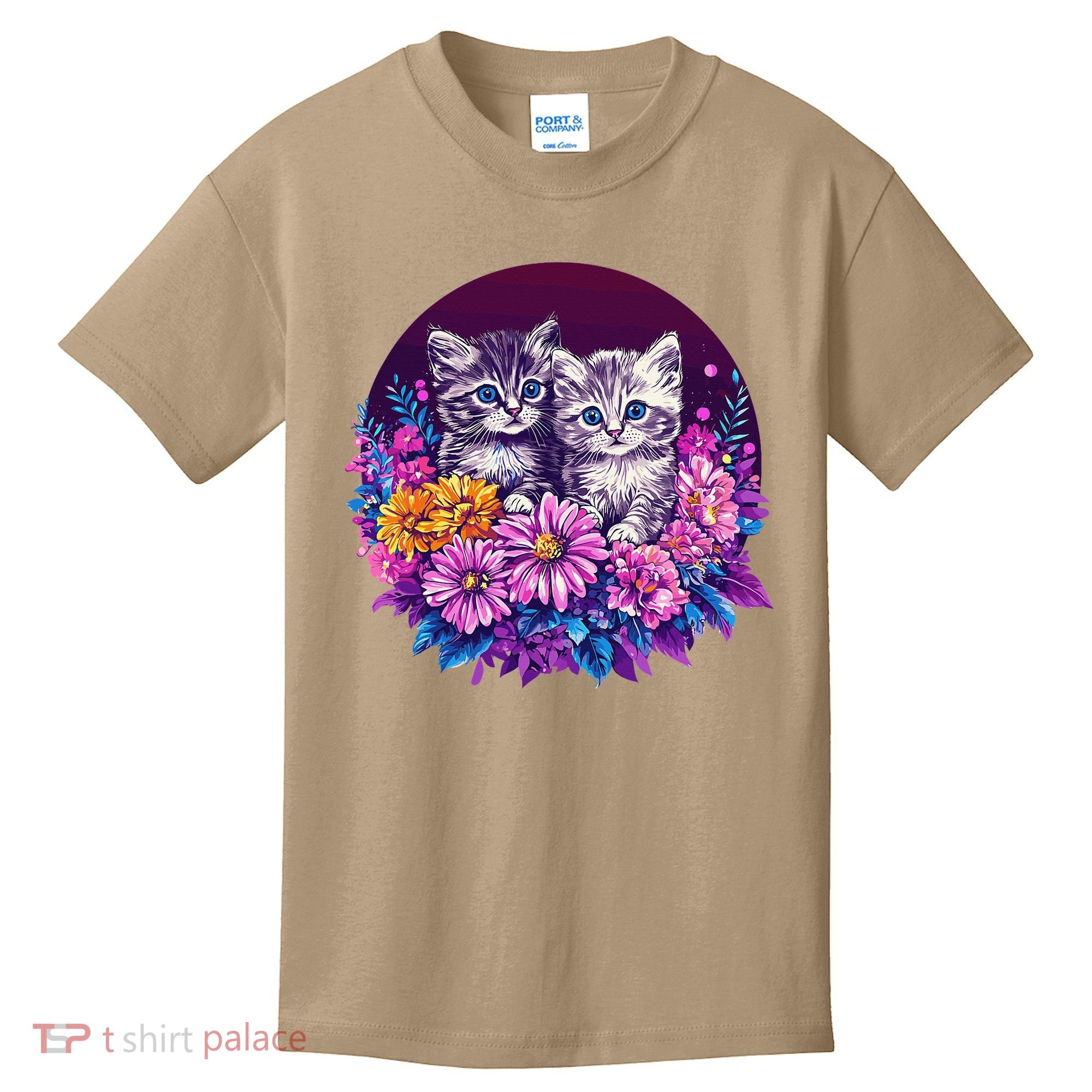 Adorable Kittens In Vibrant Floral Setting Kids T-Shirt