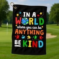 Autism Kindness Inspirational Be Kind Awareness Cute Gift Golf Towel thumb 1