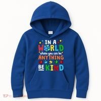 Autism Kindness Inspirational Be Kind Awareness Cute Gift Kids Hoodie thumb 0