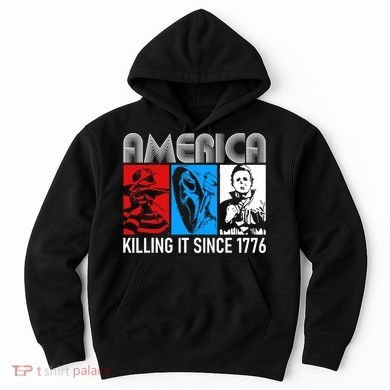 America Killing It Since 1776 Horror The Red White And Blue Hoodie
