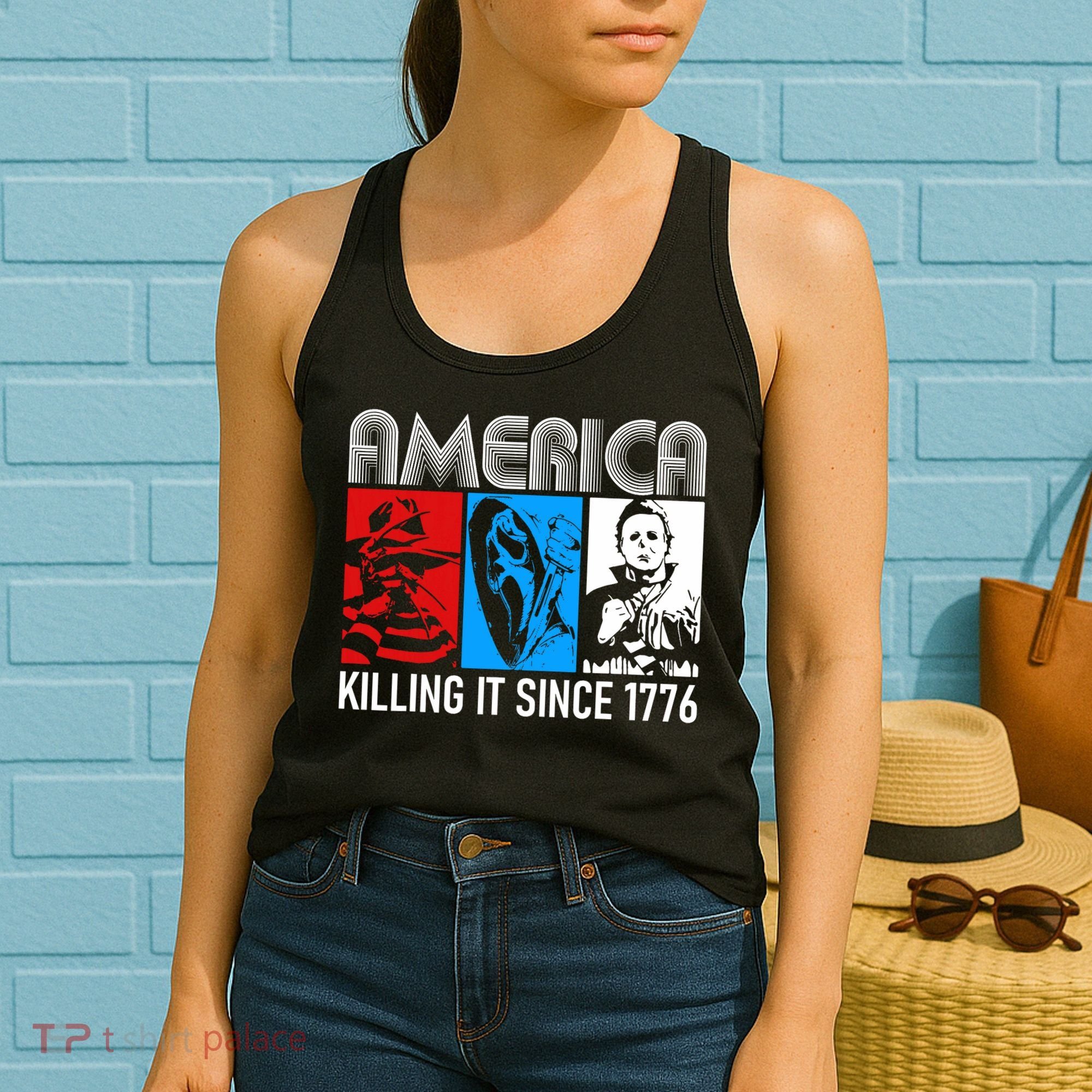 America Killing It Since 1776 Horror The Red White And Blue Women's Tank Top