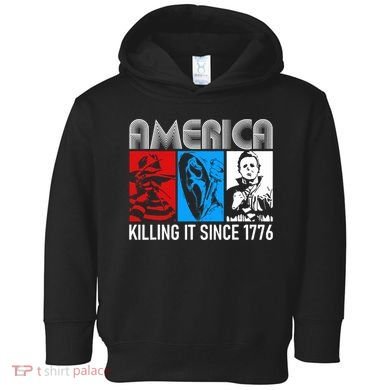 America Killing It Since 1776 Horror The Red White And Blue Toddler Hoodie