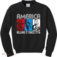 America Killing It Since 1776 Horror The Red White And Blue Kids Sweatshirt thumb 0