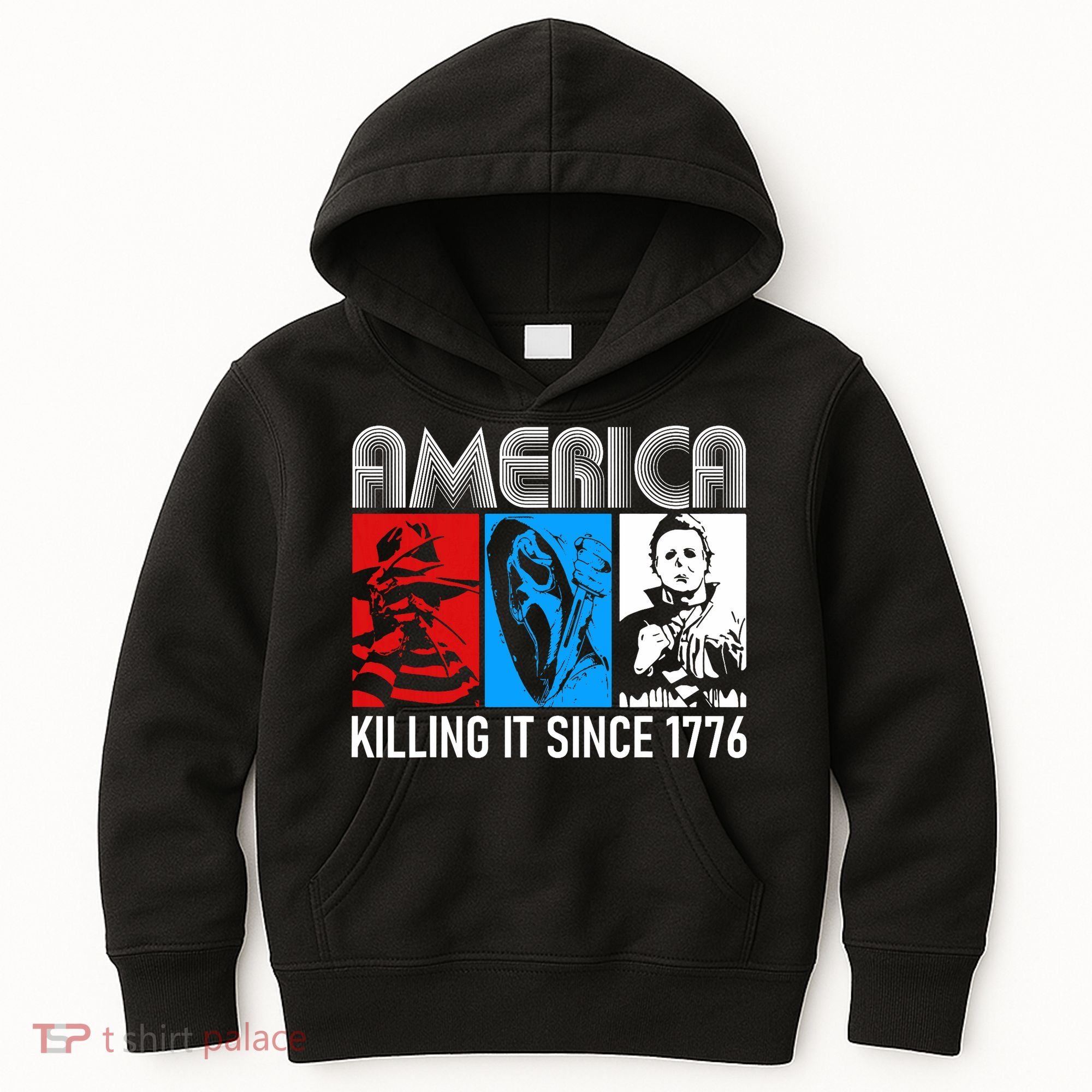 America Killing It Since 1776 Horror The Red White And Blue Kids Hoodie