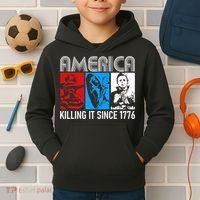 America Killing It Since 1776 Horror The Red White And Blue Kids Hoodie thumb 2