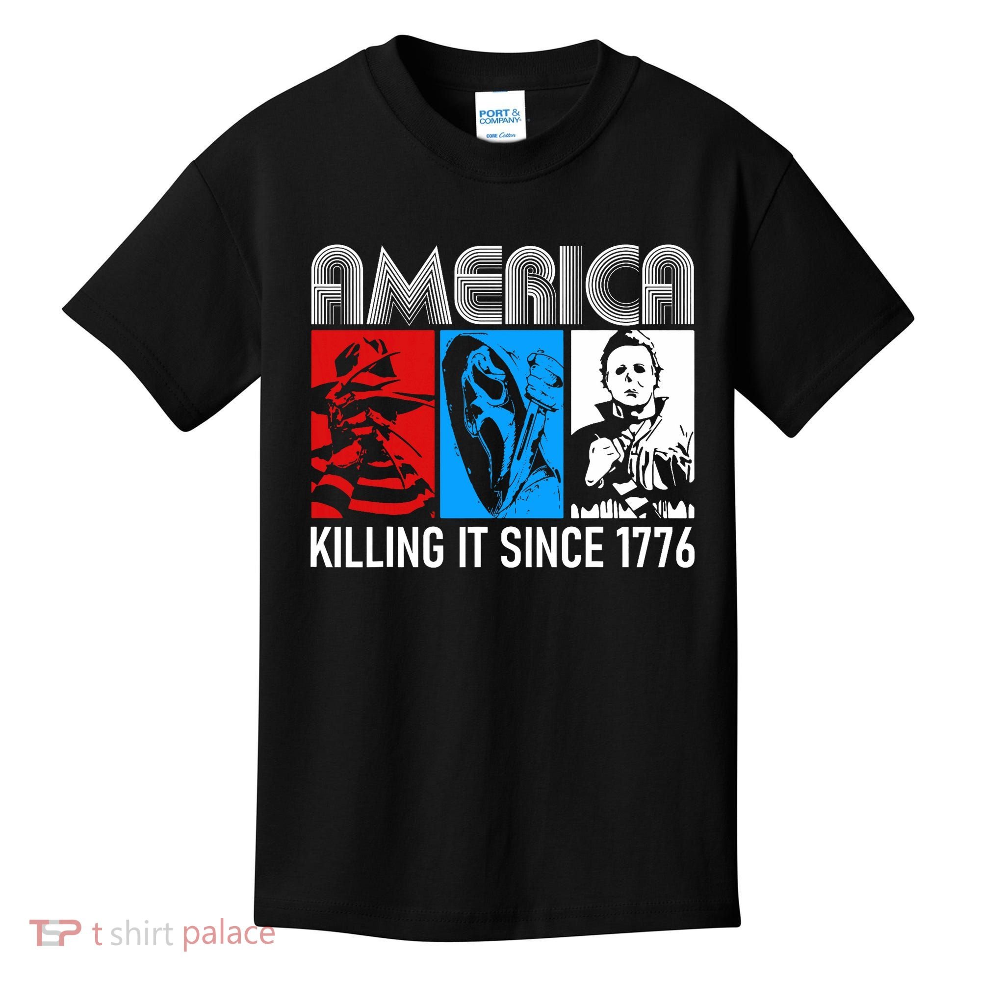 America Killing It Since 1776 Horror The Red White And Blue Kids T-Shirt