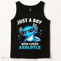 Axolotl Kawaii Just A Boy Who Loves Axolotls Dabbing Axolotl Tank Top thumb 2